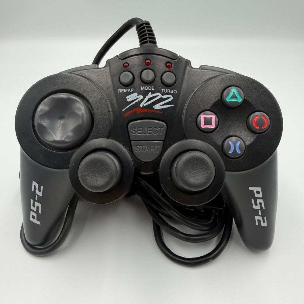 3D2 Wired Controller for PlayStation 2 PS2 Turbo Remap Mode Black Gamepad